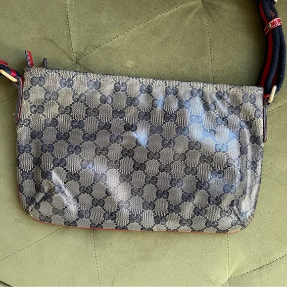 Gucci GG Crystal Crossbody Bag Beige Blue Red Strap - Picture 4 of 10